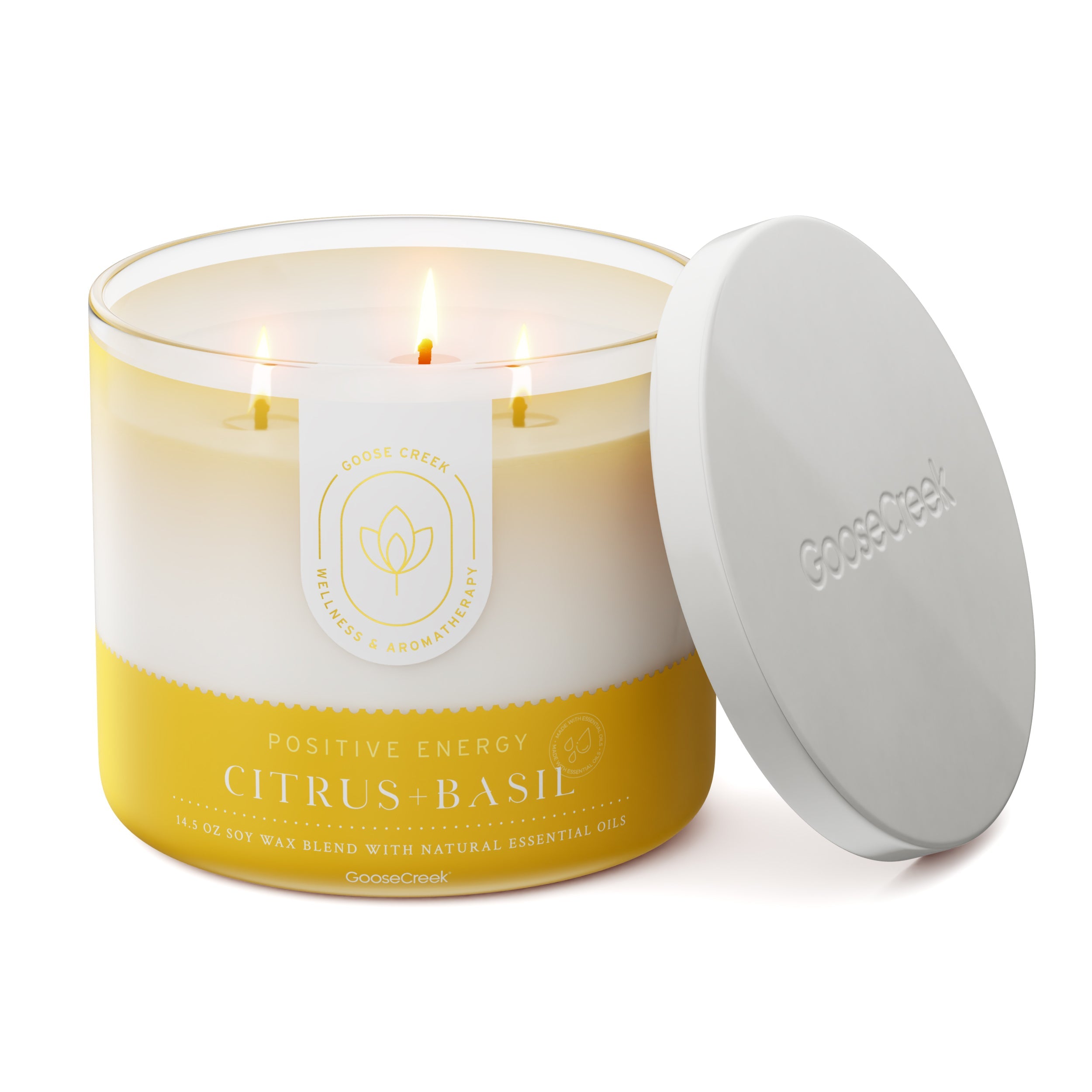Citrus & Basil Aromatherapy Large 3-Wick Candle - Image 3